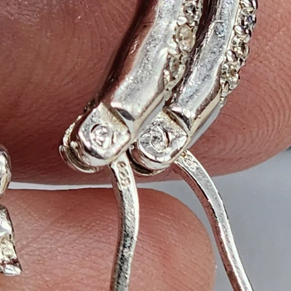Swarovski Jewelry Matrix Earrings White Topaz Sterling 925 Silver Hoops